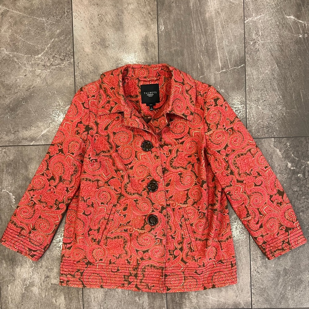 Talbots Red Paisley Jacket size X (LX) line new
